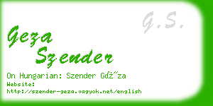 geza szender business card